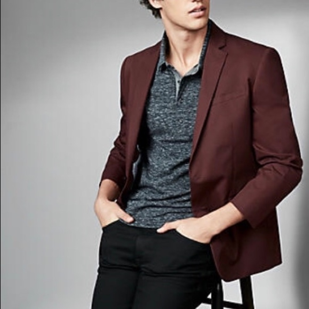 Express Burgundy Twill Blazer